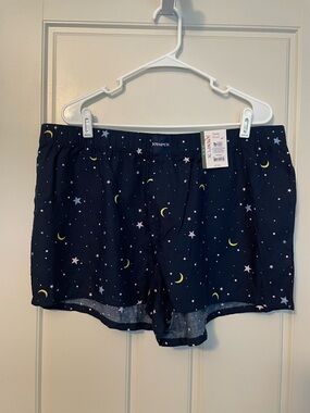 Women’s Joyspun Navy Sleep Shorts with Stars and Moon Print Size XL 16-18